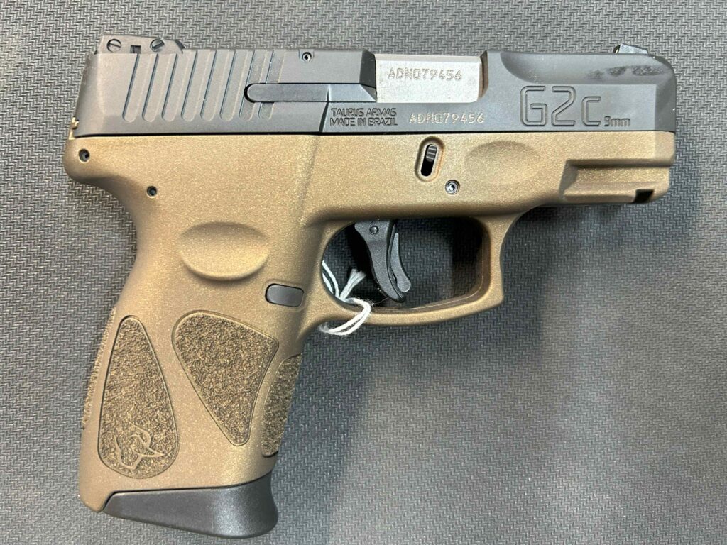 Designed with a 3.2-inch barrel, the Taurus G2C 9mm Pistol boasts a polymer grip and offers a 12-round capacity. This handgun also comes with a steel ramp front sight, an adjustable 2-dot rear sight and 2 magazines. Features and Benefits Semiautomatic DA/SA action with a 12-round capacity 3.2-inch barrel Polymer grip Steel ramp front sight and an adjustable 2-dot rear sight Includes 2 magazines Specifications Manufacturer warranty - parts: Lifetime limited Action: Single/Double Product weight: 22 ounces Manual Safety: Yes Activity: Recreational Shooting Barrel length (in.): 3.2 Product weight (lb.): 1.375 Manufacturer warranty - labor: Lifetime limited